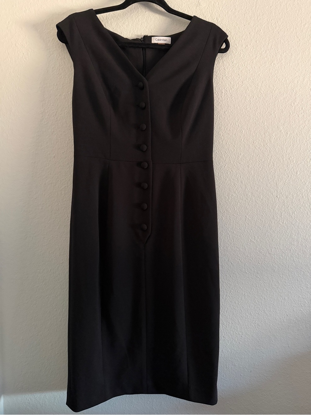 Calvin Klein Dress 6 Black Office Professional V Neck